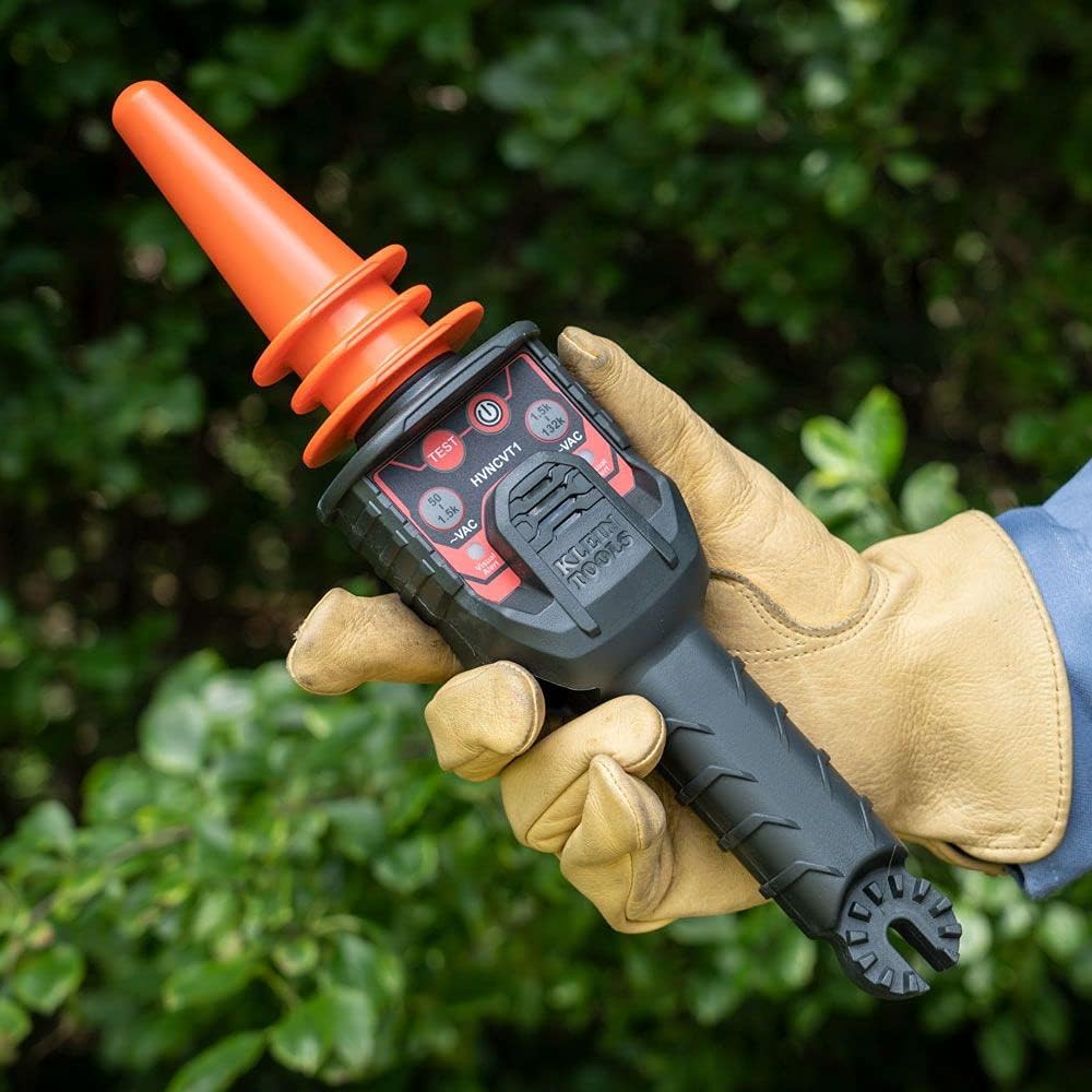 Klein Tools HVNCVT-1 Probador de alto voltaje sin contacto de doble rango, doble rango, indicadores audiovisuales, resistente al agua, con estuche y