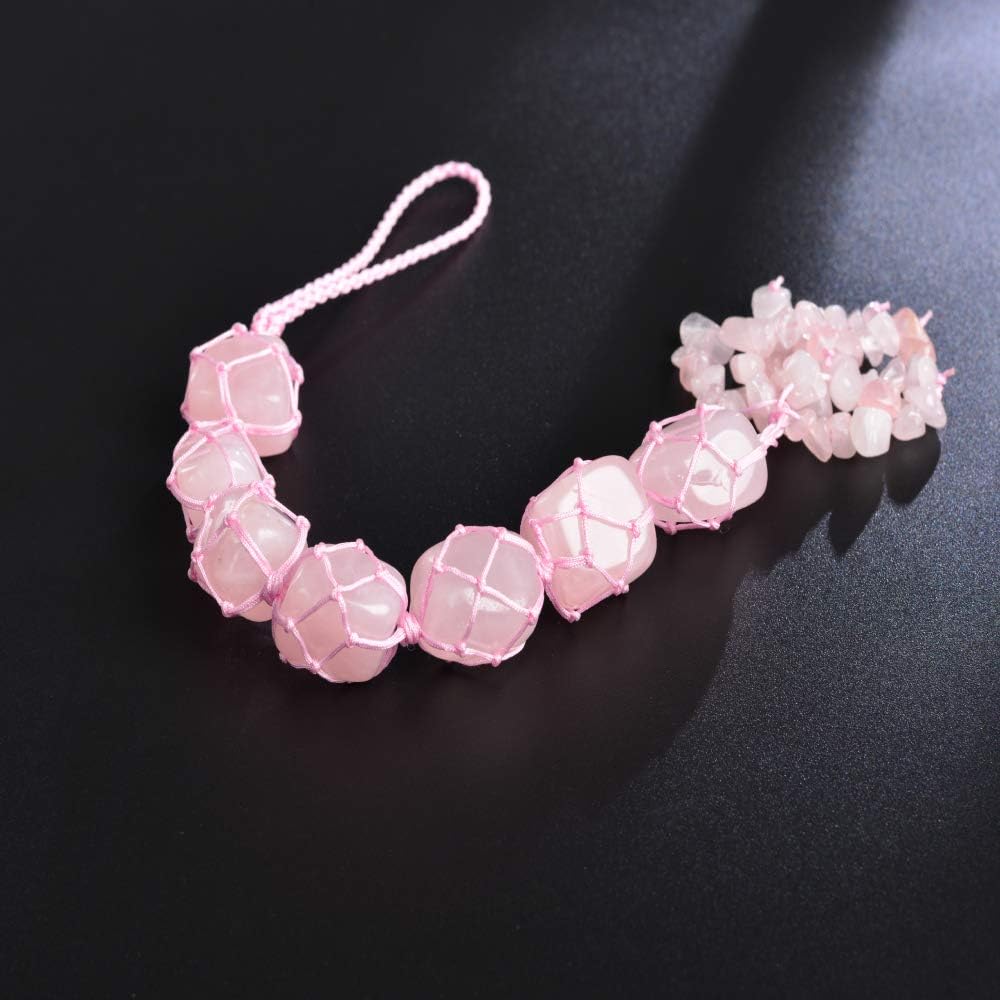 Adornos colgantes de cuarzo rosa de cristal natural hechos a mano para decoración del hogar, adorno de Feng Shui, adorno de yoga, meditación,