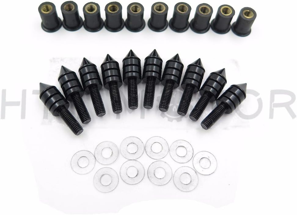 GROUP – Kit de pernos de tuerca para motocicleta – Picos de carenado para parabrisas – Negro – Honda CBR 600rr 1000rr, Suzuki GSXR 600 750 1000,