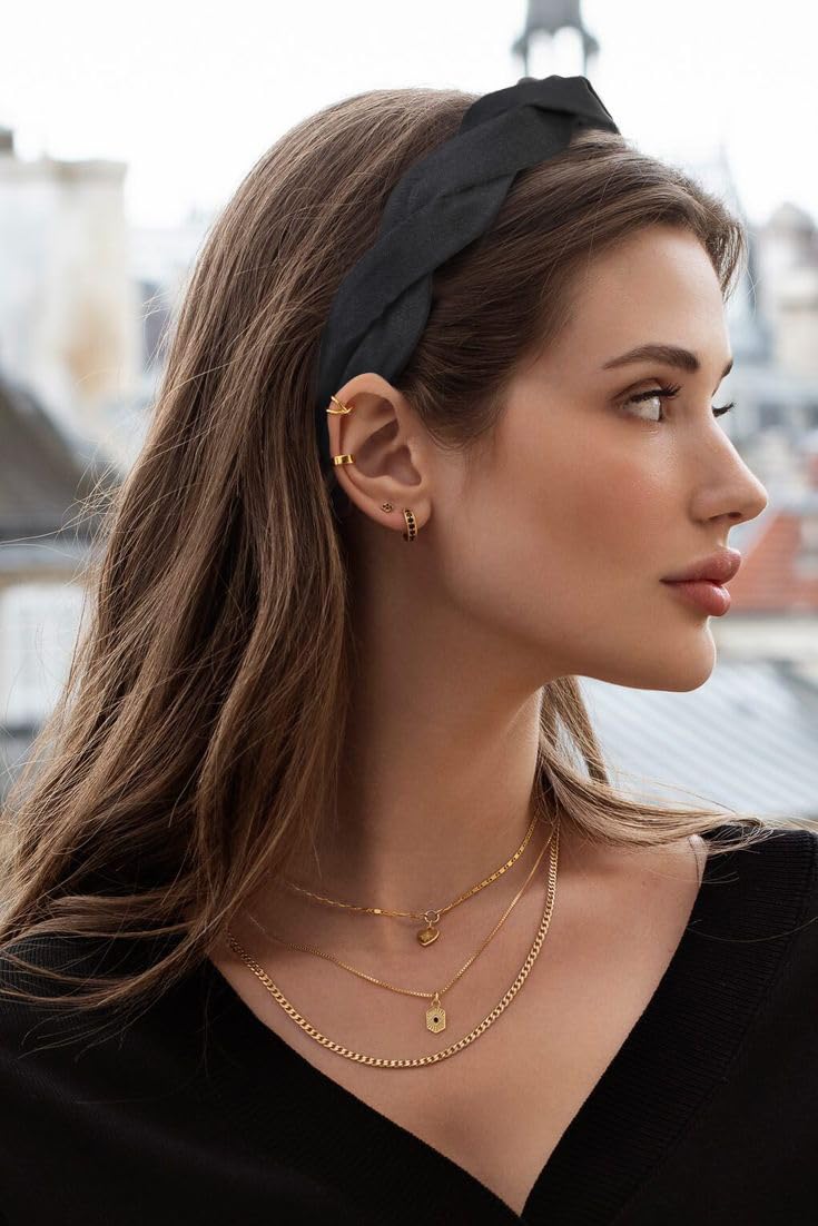 WOVOWOVO Diadema trenzada de 4 piezas para mujeres y niñas, banda ancha para el cabello a la moda, antideslizante, diseño de aro para el cabello,