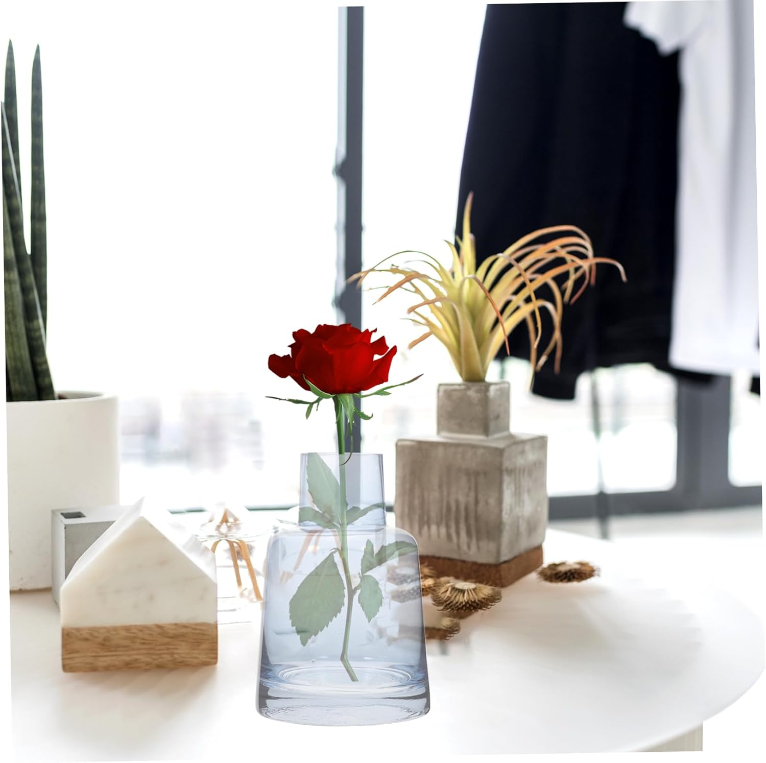 NOLITOY Florero de cristal para flores, soporte para arreglos florales, maceta de vidrio, terrario, ramo de agua, figuras de pescado, contenedor de