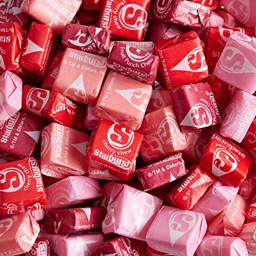 Starburst Fav – Caramelos masticables de frutas rojas, envueltos, a granel, 5 libras, fresa, ponche de frutas, sandía y cereza. Ideal para noches de