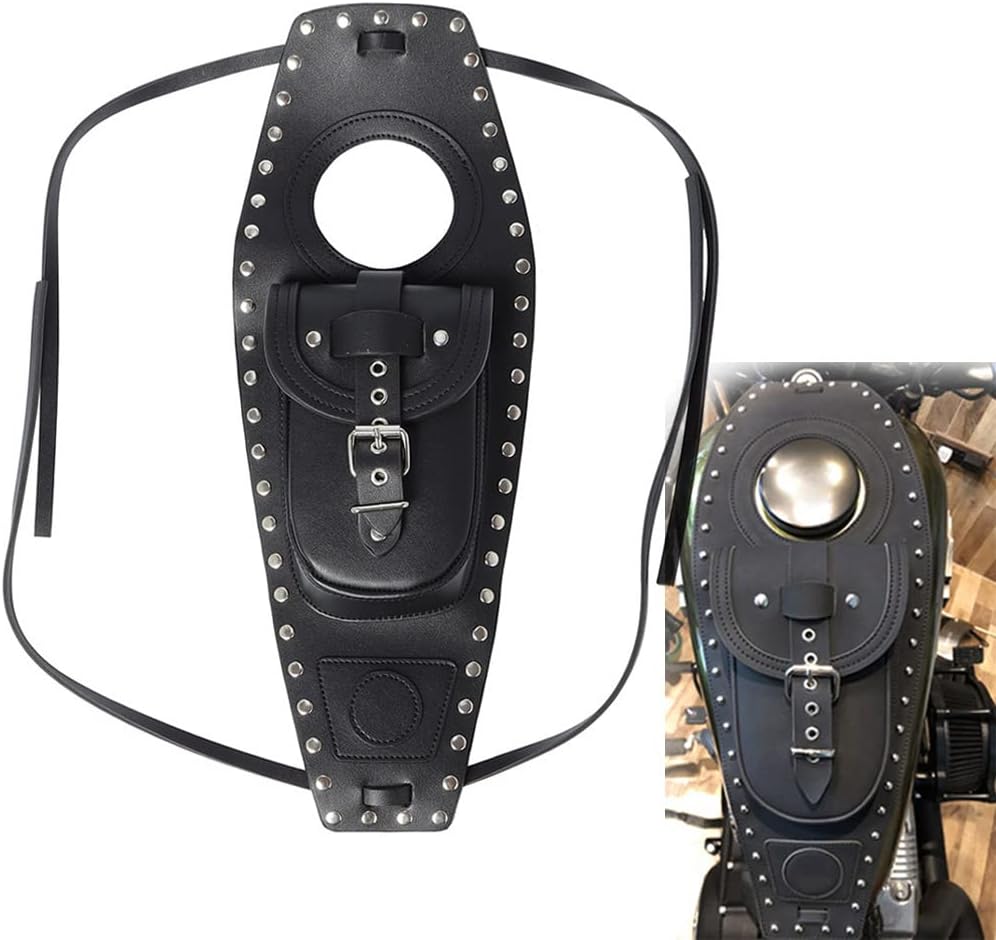 Newsmarts DAMAI – Bolsa de depósito de combustible para motocicleta, bolsa central de cuero sintético para consola de salpicadero, bolsa remachable
