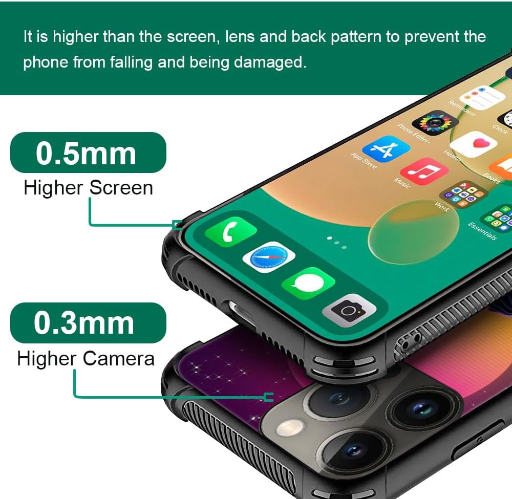 CARLOCA Funda compatible con iPhone 15 Pro, fundas Synthwave con patrón retro de paisaje morado para iPhone 15 Pro, ultra protección, a prueba de