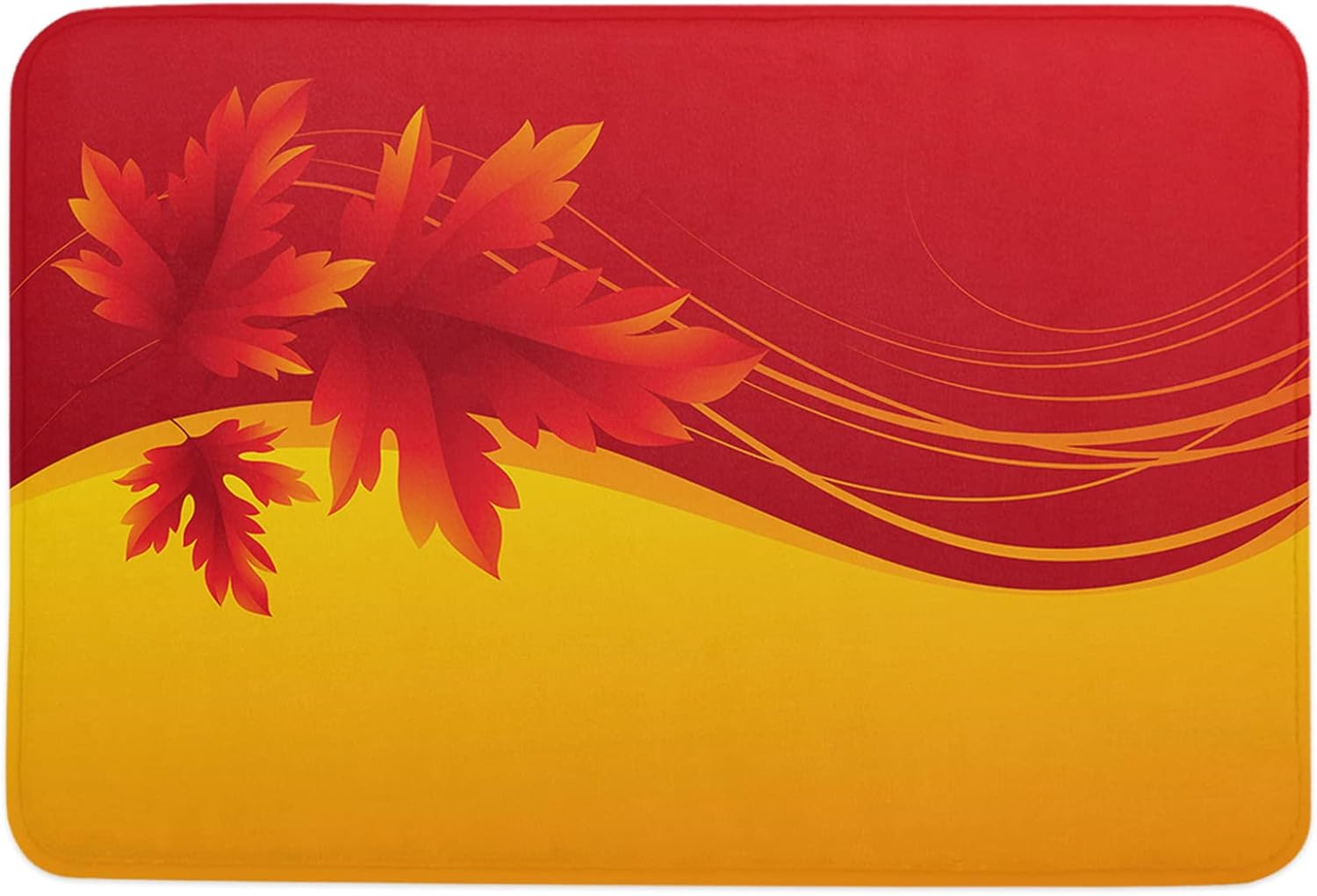 Fall Sponge Beth Mat, Indoor Bathroom Mat Absorb Water, Non Slip Washable Mud Dirt per Mats Rugs for Entrance, Red Orange Gradient Maple Leaves