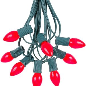Novelty Lights C7 Juego de luces navideñas de cerámica roja, cadena de luces de Navidad para interiores y exteriores, bombillas de Navidad opacas, Novelty Lights C7 Juego de luces navideñas de cerámica roja, cadena de luces de Navidad para interiores y exteriores, bombillas de Navidad opacas,