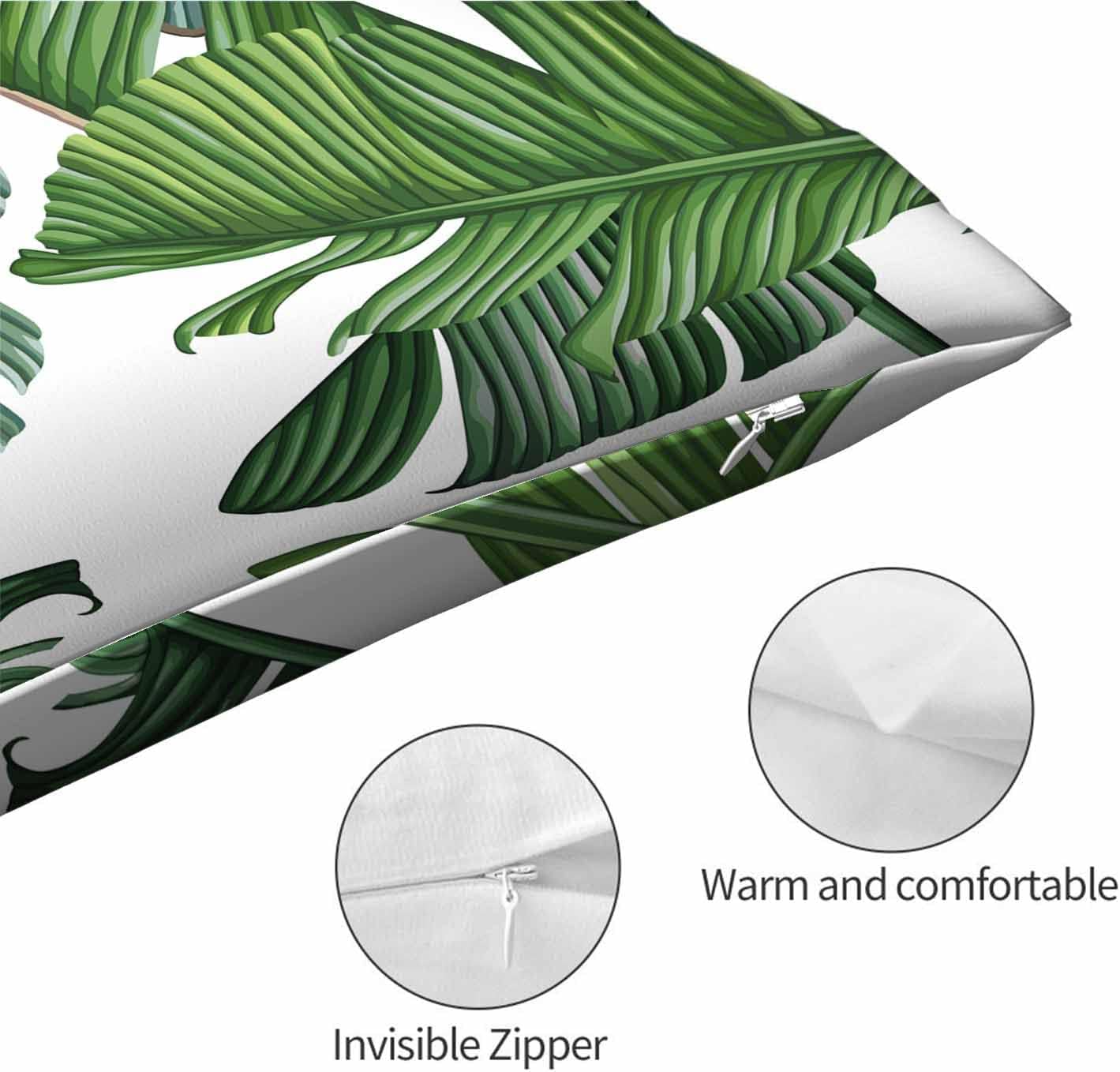 Funda de almohada con hojas de palma, jungla densa, funda de cojín decorativa para el hogar, rectangular, 20 x 30 pulgadas, fundas de almohada