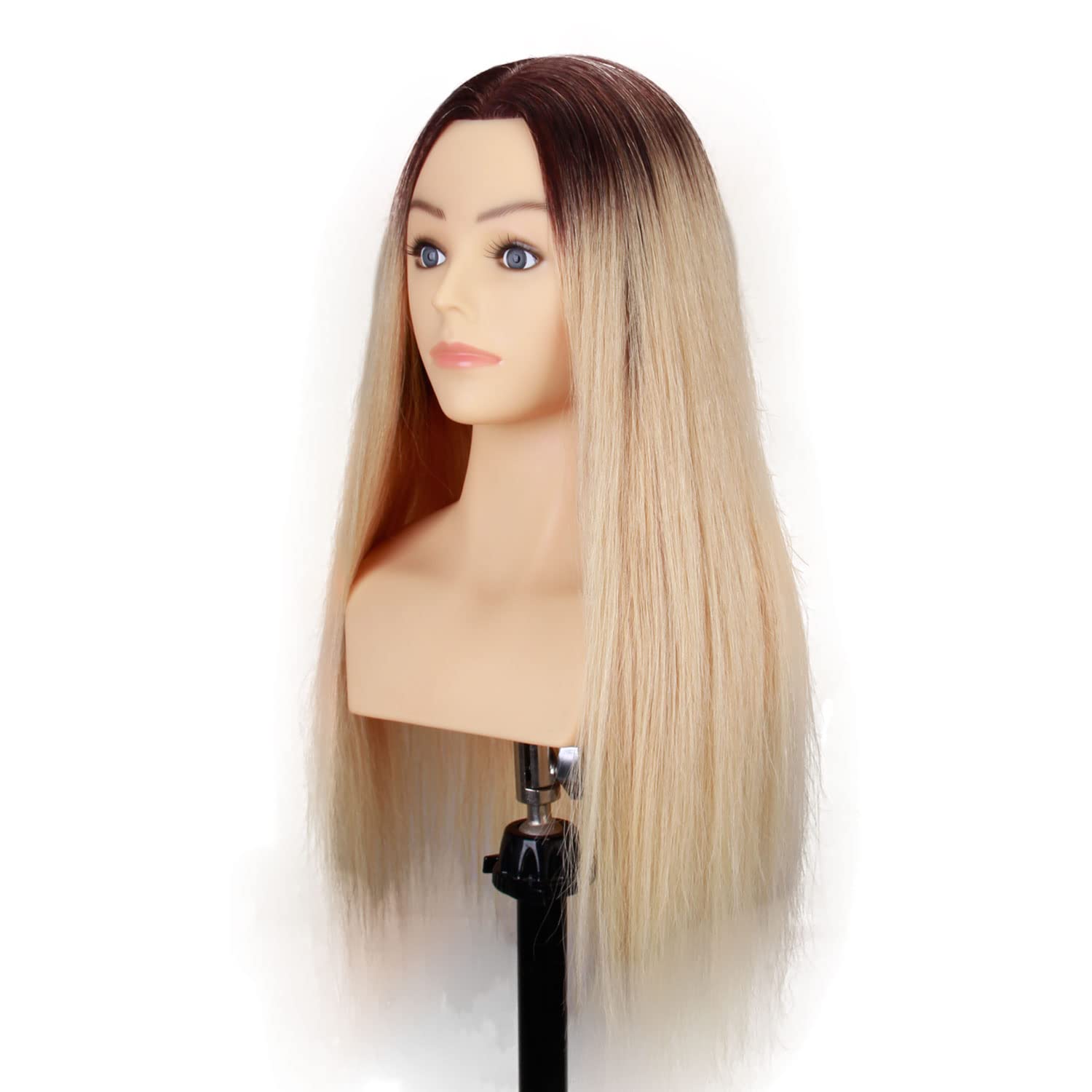 Cabeza de maniquí 100% cabello humano con hombros de 24 a 26 pulgadas, muñeca femenina, cabeza de entrenamiento de maniquí, trenzado con abrazadera
