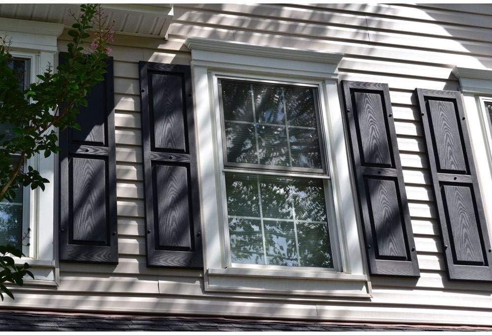 Ekena Millwork Vinilo estándar, dos paneles iguales con persianas de panel elevado, LP2S12X05100BL