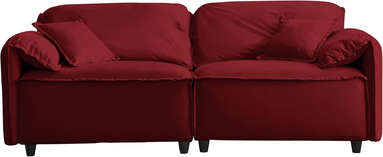 Sofá tapizado de lujo de estilo moderno, marco de sofá de madera de 2 plazas con 2 almohadas, sofás de 78 pulgadas para sala de estar, espacio