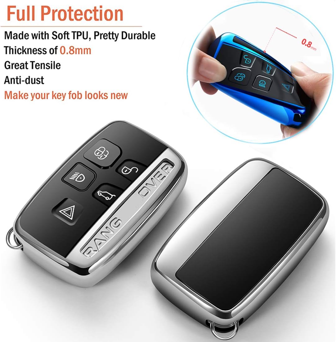 Intermerge Funda para llavero para Range Rover Evoque Velar Sport Discovery Freelander2 LR4 Land Rover Sport y Jaguar XF XJ XE F-PACE F-TYPE 5