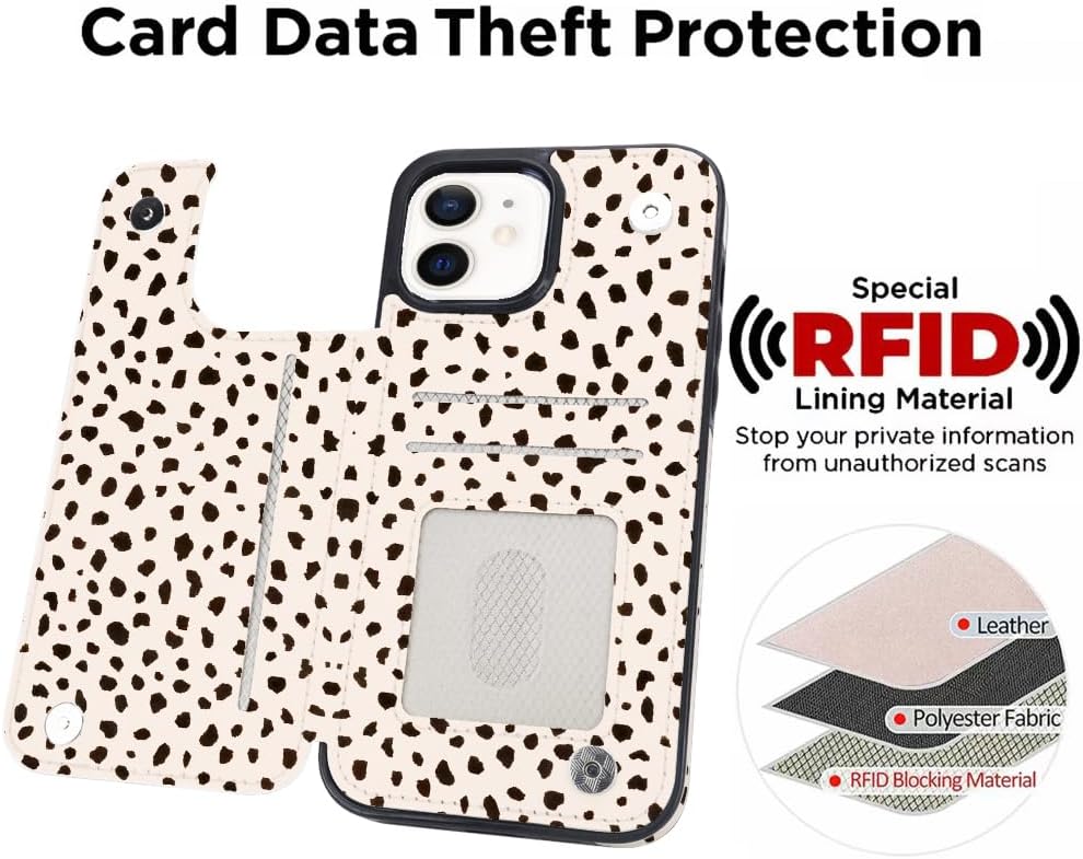 uCOLOR Funda tipo cartera para iPhone 11 con tarjetero, piel sintética, con función atril, ranuras para tarjetas, doble cierre magnético, bloqueo