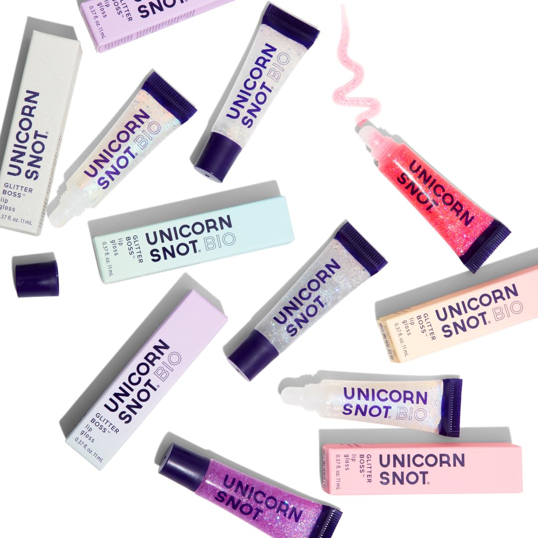 UNICORN SNOT Kit de brillo de labios con purpurina, brillo de labios brillante de larga duración, fórmula no pegajosa vegana y libre de crueldad,