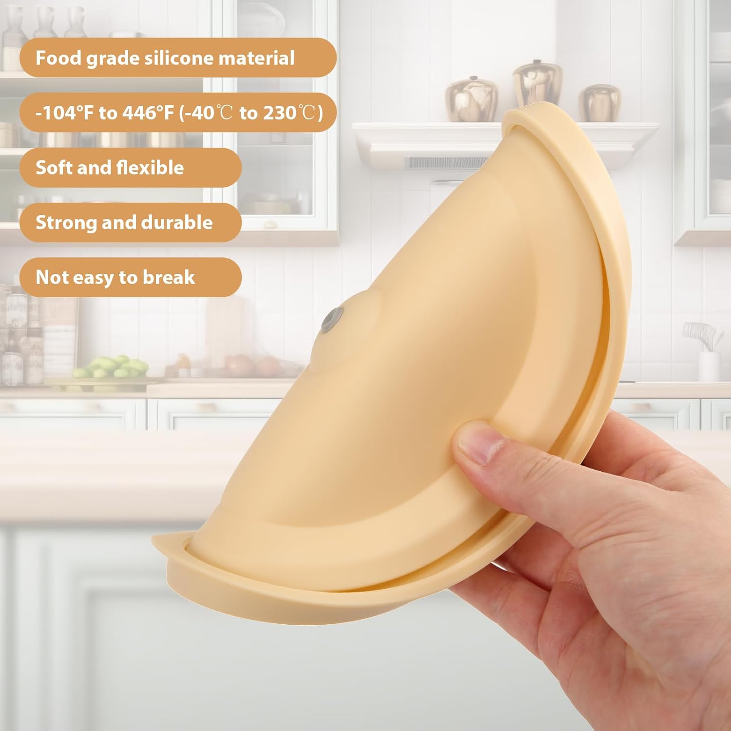 Tapas de repuesto para Pyrex 7200-PC de 2 tazas, tapa redonda de almacenamiento de silicona para cuenco de vidrio de ancla, paquete de 4, color beige