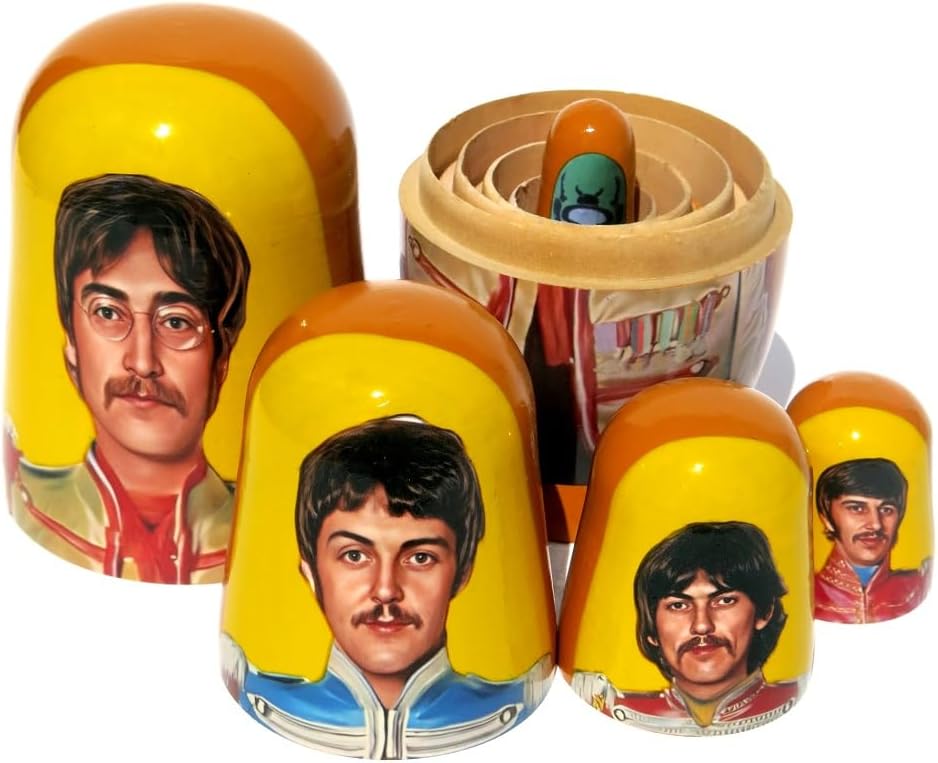 Beatles SGT. Pepper’s – Muñecas anidadas apilables en muñeca Matryoshka Set de 5.75 pulgadas de alto