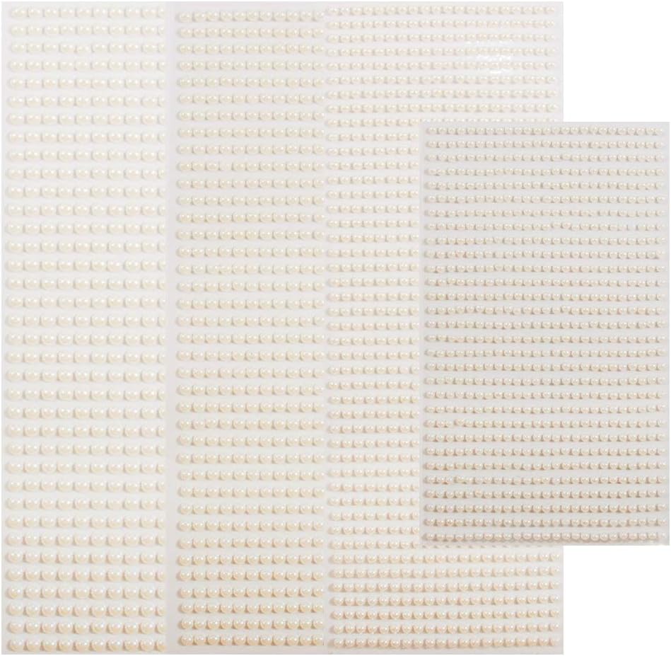 Hisenlee Suministros para álbumes de recortes de 0.118 in, 0.157 in, 0.197 in, 0.236 in, 2800 calcomanías de perlas semicirculares, adornos
