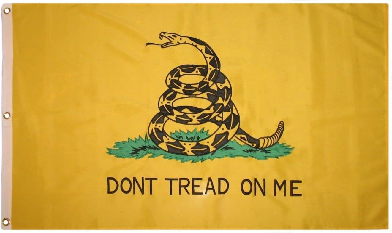 Premium 3×5 Embroidered Gadsden Culpeper Dont Tread Synthetic Cotton Flag 3 Clips &