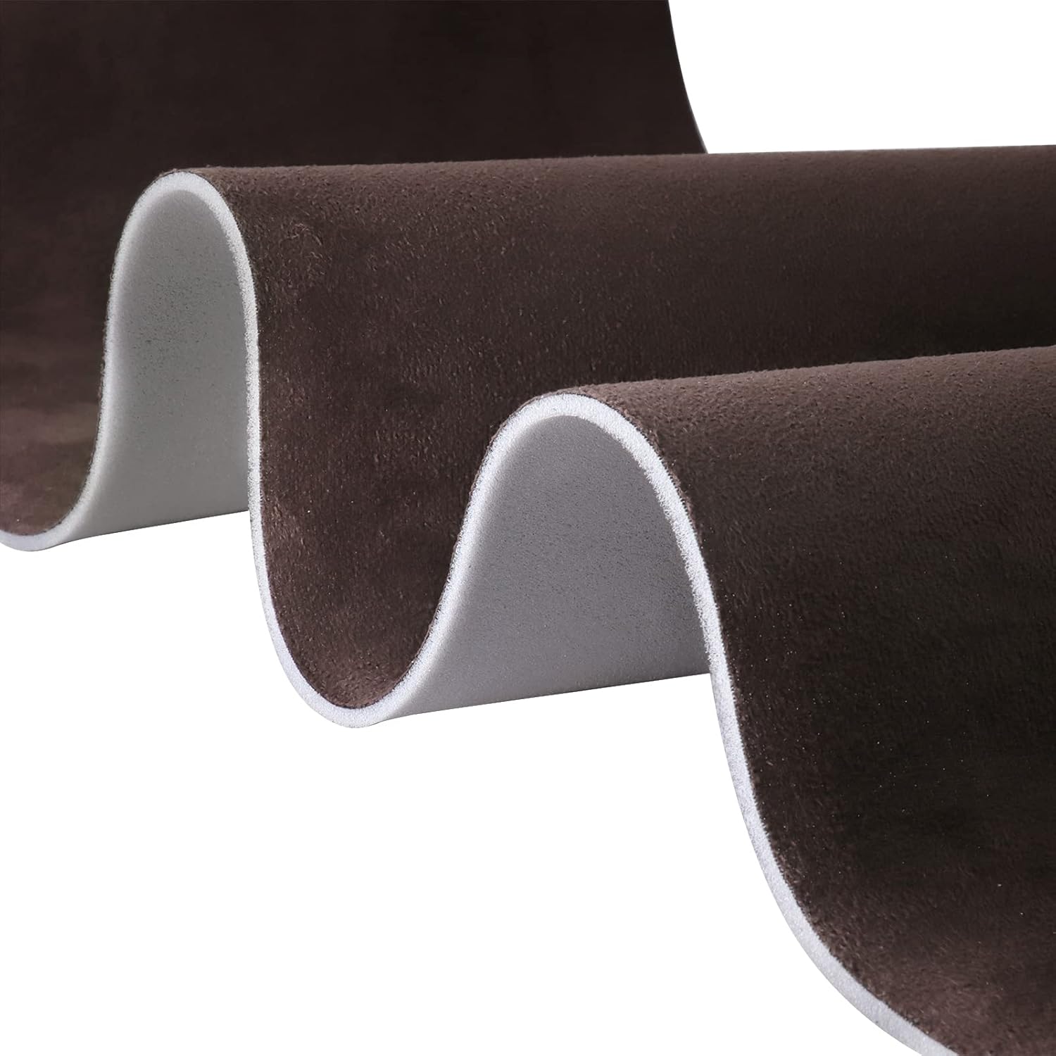 Revestimiento de tela de gamuza color chocolate, material de microgamuza con respaldo de espuma de repuesto para techo de automóvil, caravana, SUV,