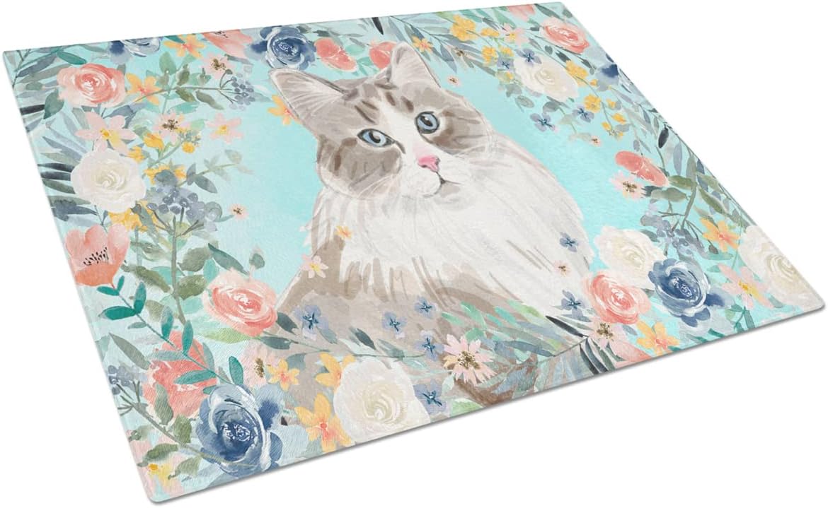 Caroline Treasures CK3399LCB – Tabla de cortar de cristal de flores siberianas (12 x 16 W), multicolor