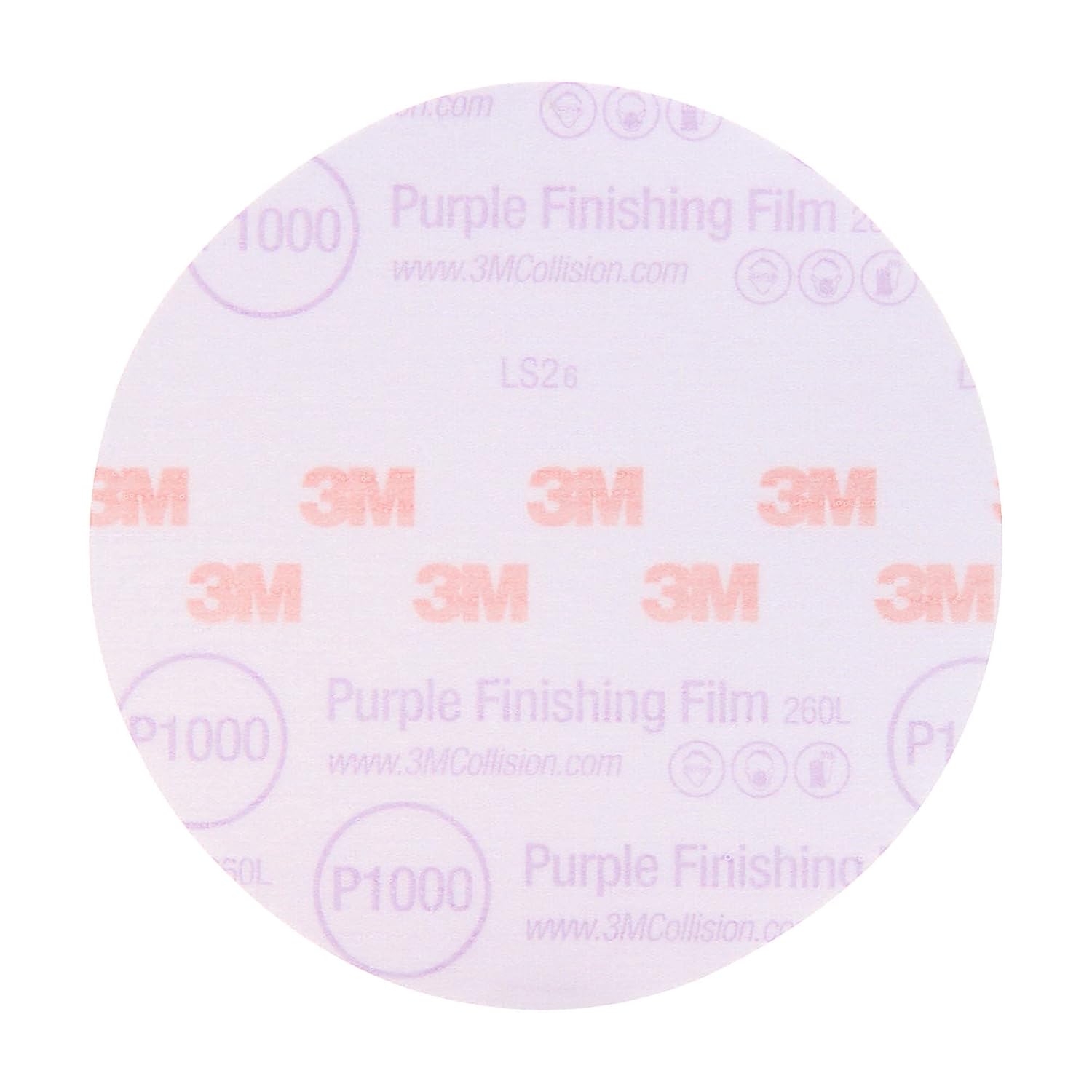 Disco de película para acabado púrpura antipolvo, modelo P1 3769de 6 pulgadas, de 3M, P1000, 6, Púrpura