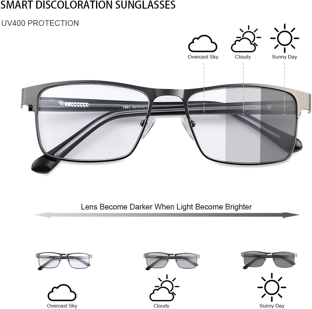 YIMI Lentes de sol fotocromáticos para miopía con bisagra de resorte UV400, lentes de sol con luz azul para hombres y mujeres (negro, -0.5,