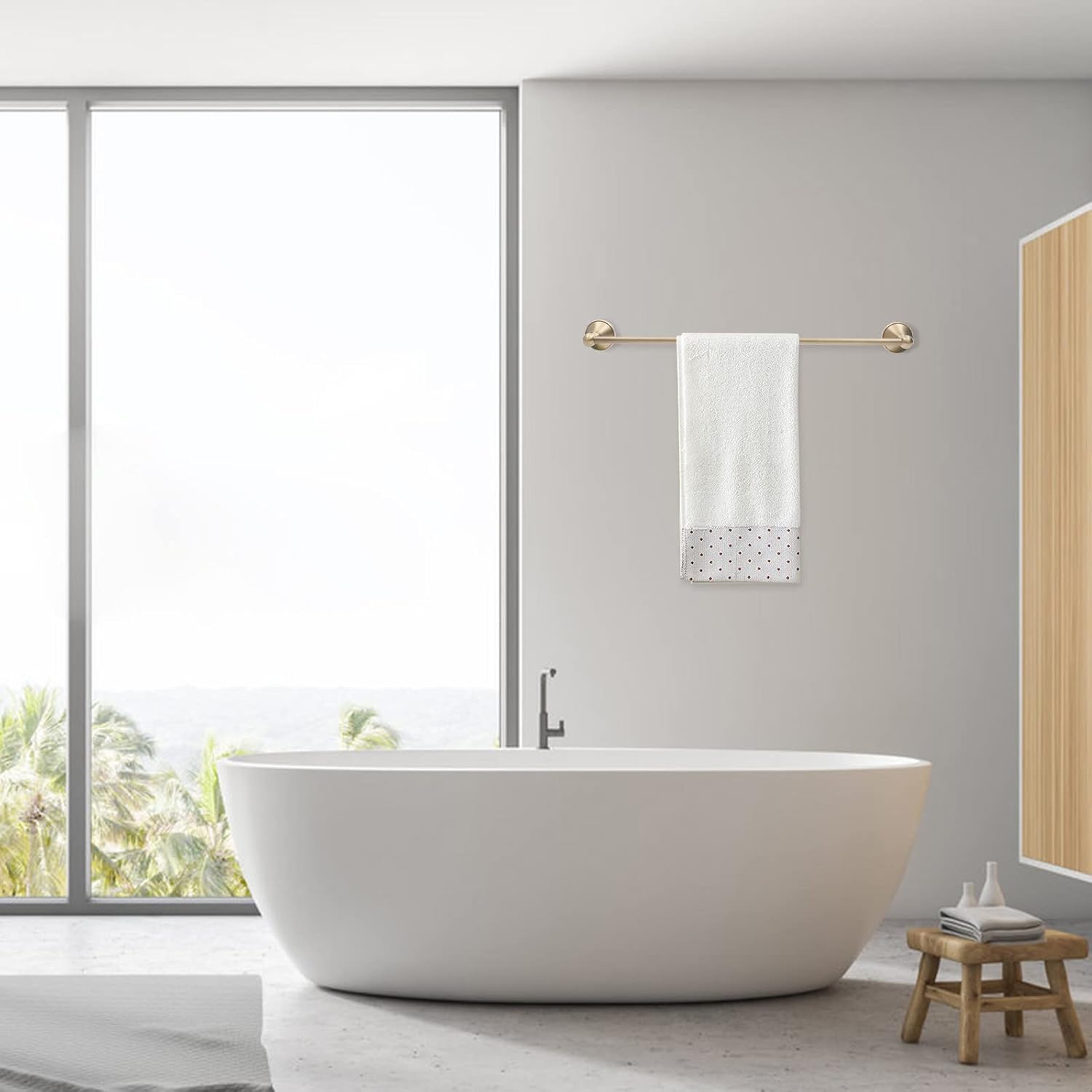 Toallero de latón antiguo, soporte para toallas de montaje en pared, toallero de latón, accesorios de baño, 24 pulgadas