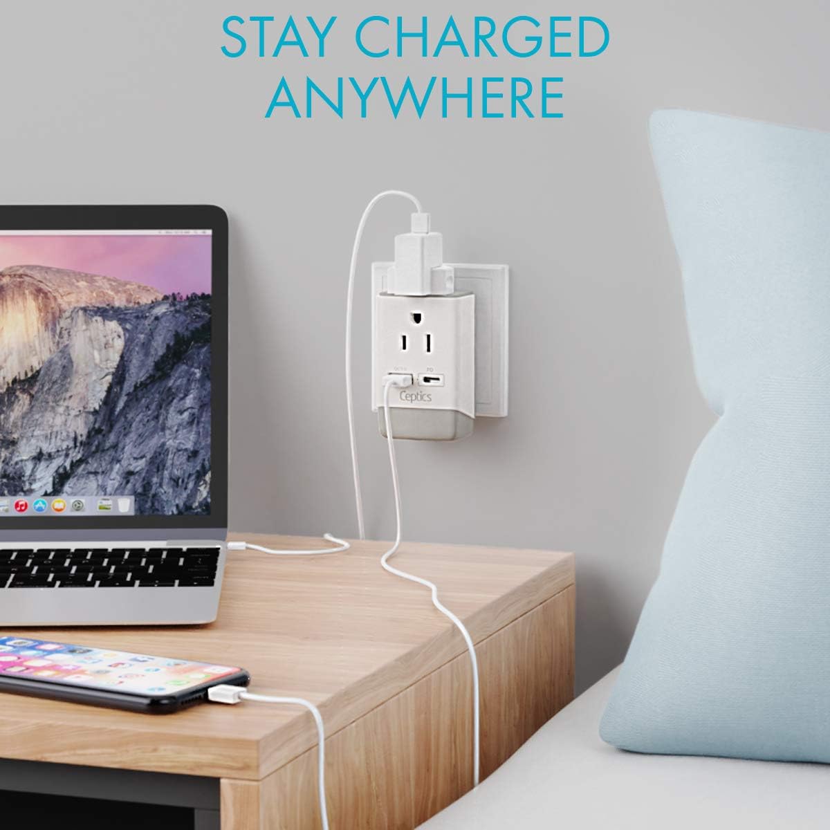 Ceptics Adaptador de enchufe de Hong Kong, enchufe internacional con USB y USB-C – 2 enchufes de EE. UU., QC 3.0 y PD – Adaptador de salida tipo G