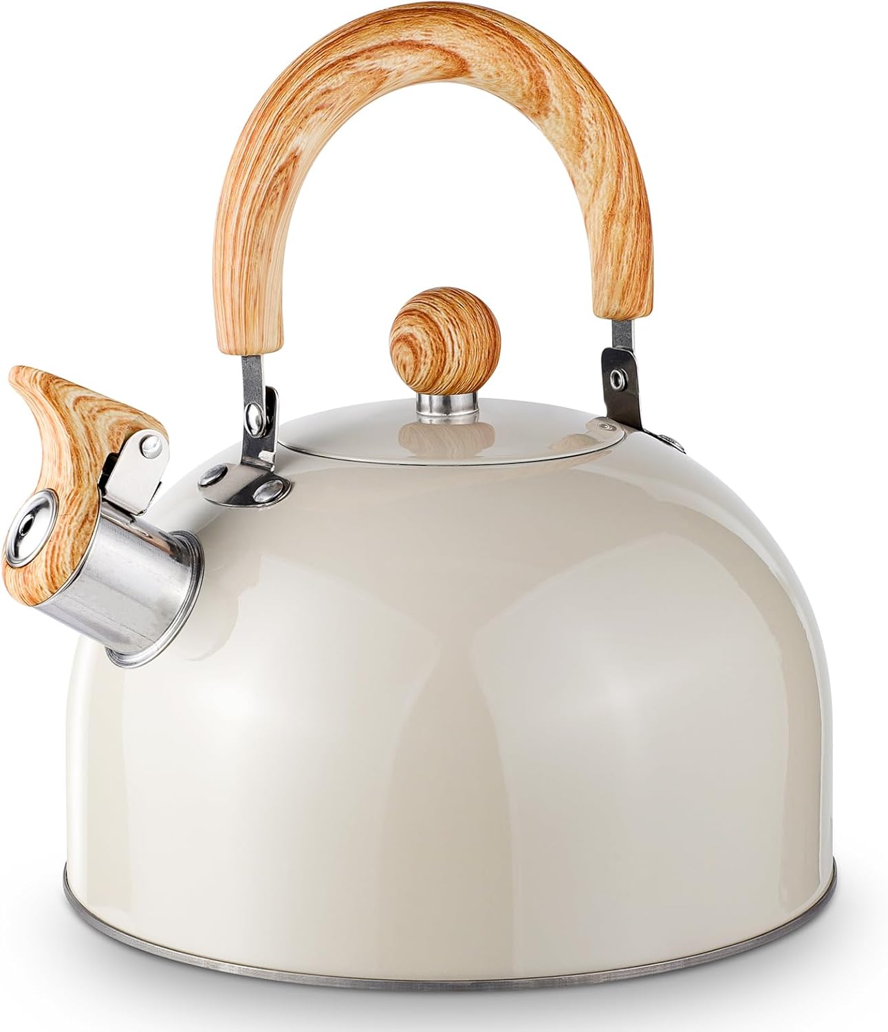 Hervidor de té Whistling para estufa, tetera de acero inoxidable de grado quirúrgico con mango ergonómico que se mantiene fresco, tetera de