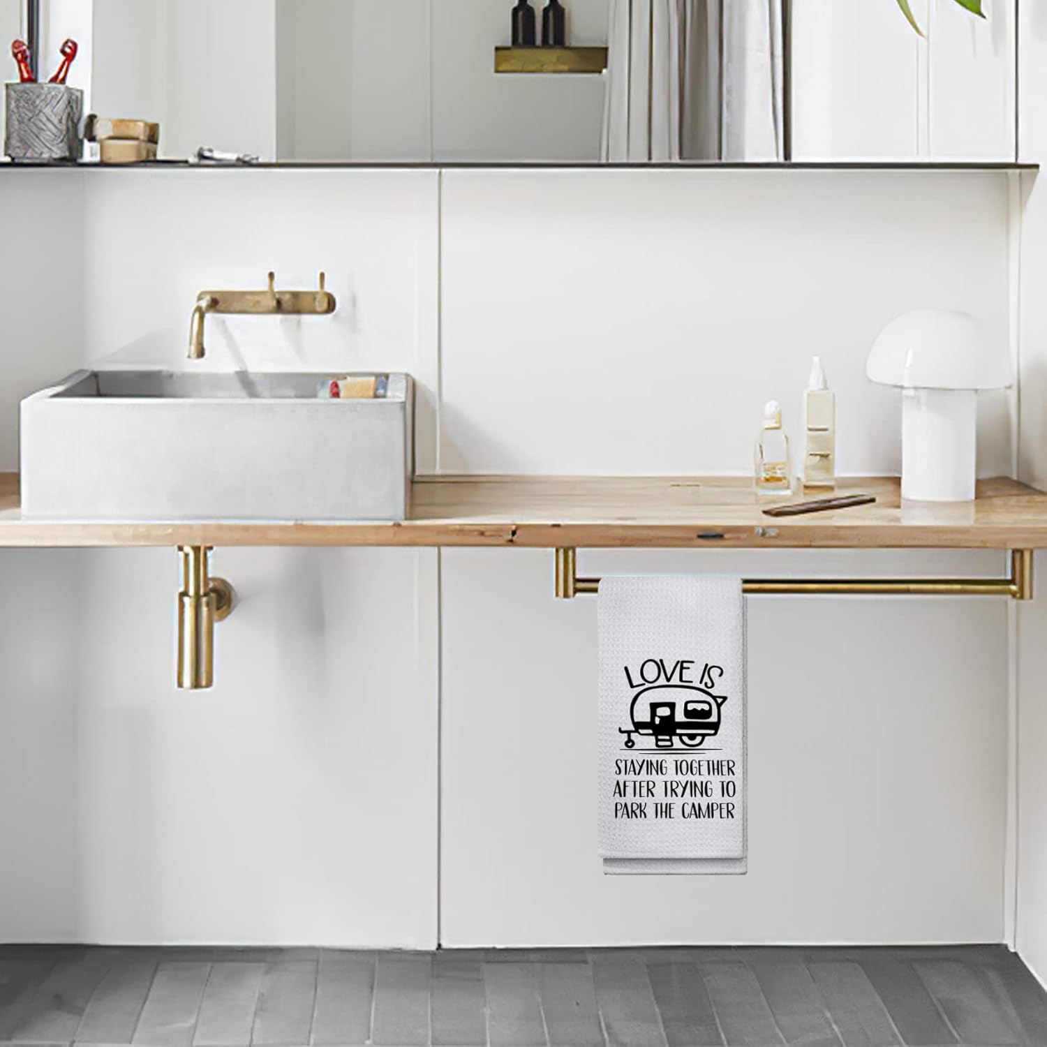 Love is Staying Together After Trying to Park The Camper – Toallas de cocina altamente absorbentes, toallas de mano para camping, toalla de té para