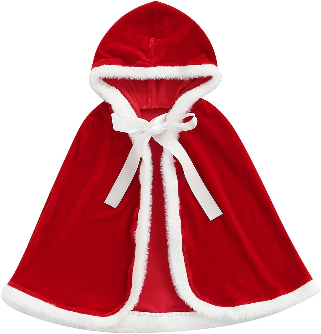 Yccutest Disfraz de capa de Navidad para bebé y niña, capa de terciopelo con capucha, disfraz de Papá Noel, disfraz de Navidad para niña pequeña