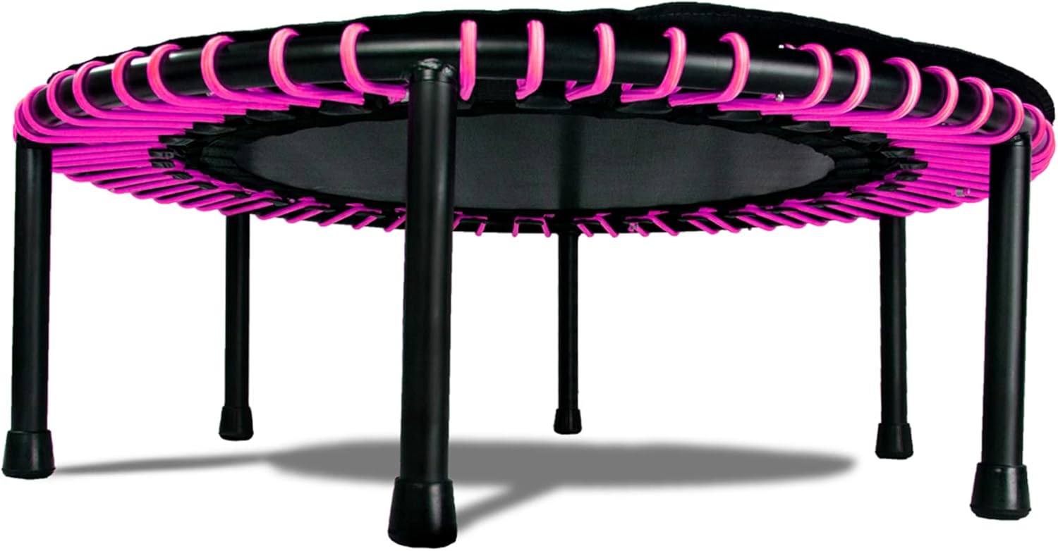 LEAPS & REBOUNDS Barra de estabilidad ajustable de 40 pulgadas con mini trampolín de fitness de 40 pulgadas y rebote de gimnasio en casa para