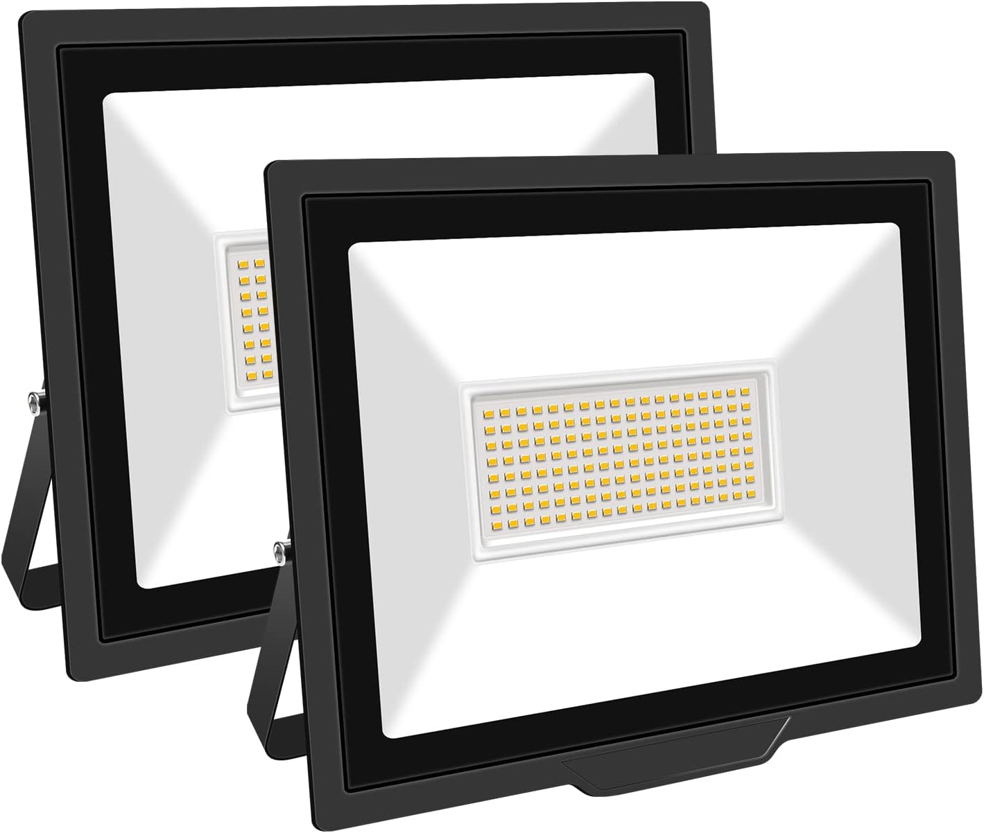 SKYWORLD Paquete de 2 luces LED de inundación para exteriores, 100 W, 10000 lúmenes, luz de inundación LED de seguridad, luz diurna de 4000 K, luz