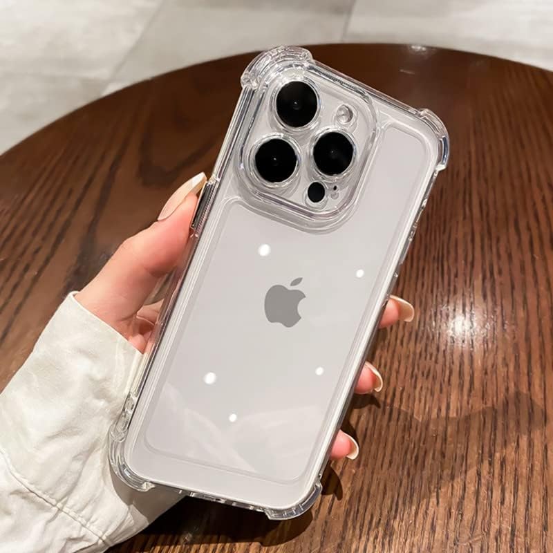 Funda transparente a prueba de golpes compatible con iPhone 15 Plus, protección contra caídas de grado militar, cubierta trasera de acrílico duro