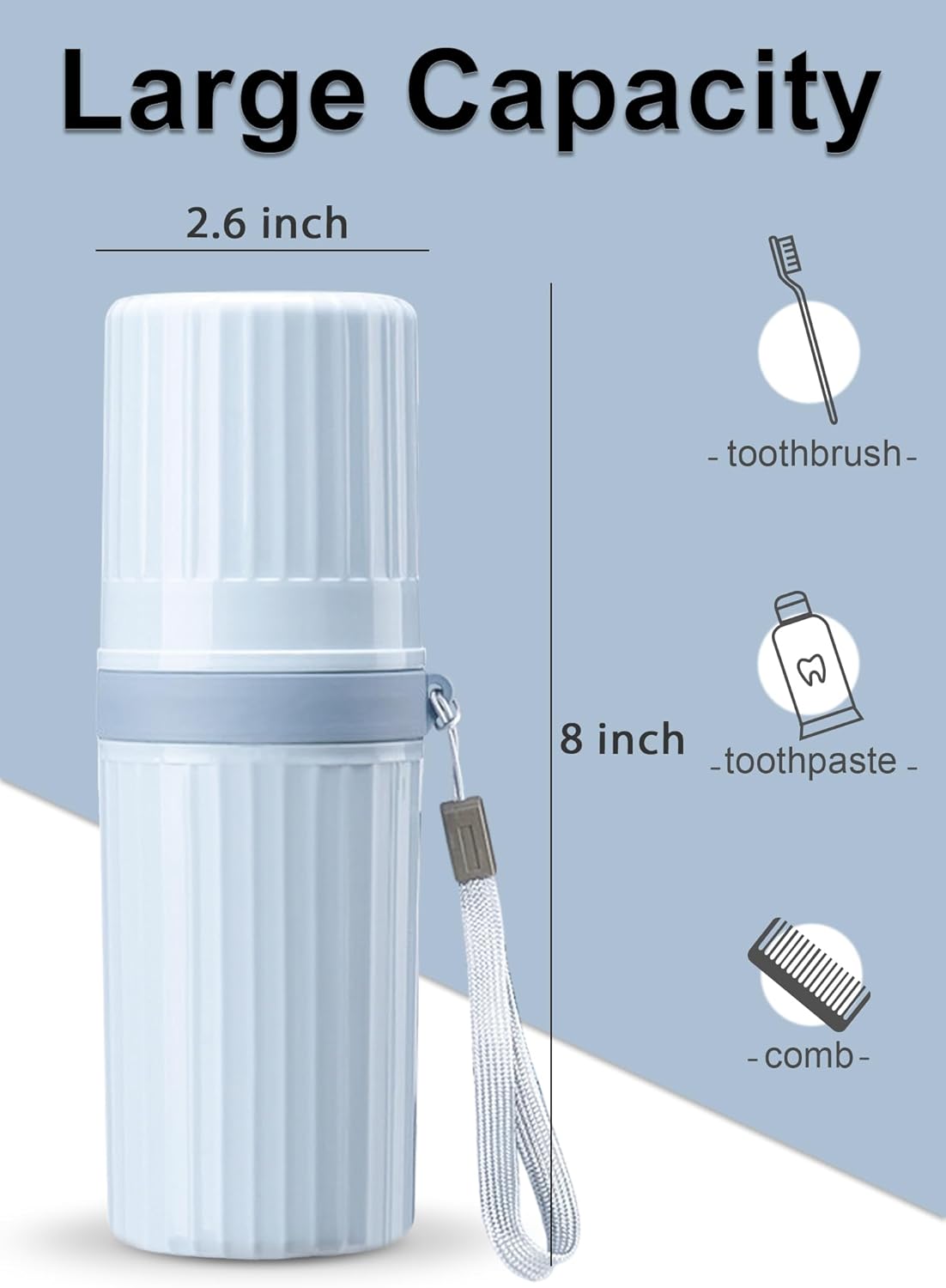 Estuche de viaje para cepillo de dientes, soporte para vasos de cepillo de dientes de viaje azul para cepillo de dientes y pasta de dientes,
