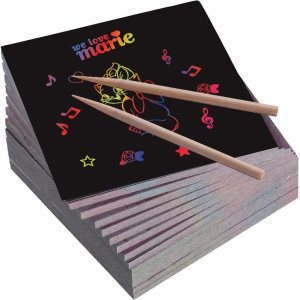 BESTING Papel de rascar 210 hojas de 4 x 4 pulgadas para niños, nota de rascar de color arcoíris con 4 rascadores, 10 bobinas de encuadernación en BESTING Papel de rascar 210 hojas de 4 x 4 pulgadas para niños, nota de rascar de color arcoíris con 4 rascadores, 10 bobinas de encuadernación en