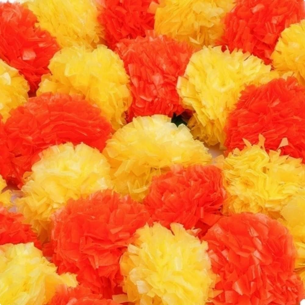 Tengru 20 guirnaldas de caléndula de 5 pies para decoración de flores artificiales para festivales, fiestas, bodas, Navidad, Año Nuevo, Diwali o