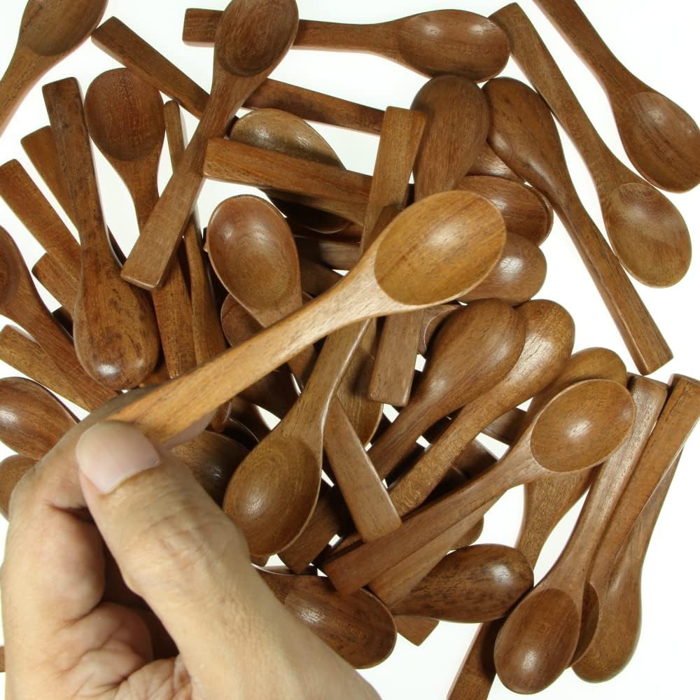 NUTTA – Cucharas pequeñas de madera para cocinar, condimentos de miel, pimienta, azúcar, sal, té, café, helado (10 piezas)