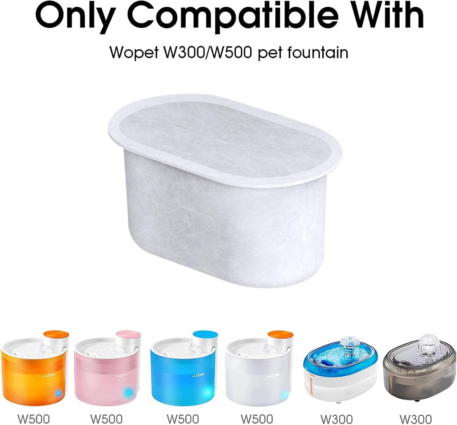 SAMANIJA10-Pack Cat Water Filters Replacement, Compatiable with WOPET W300&W300B&W500 67oz2L and 3.5L Pet Water Fountain