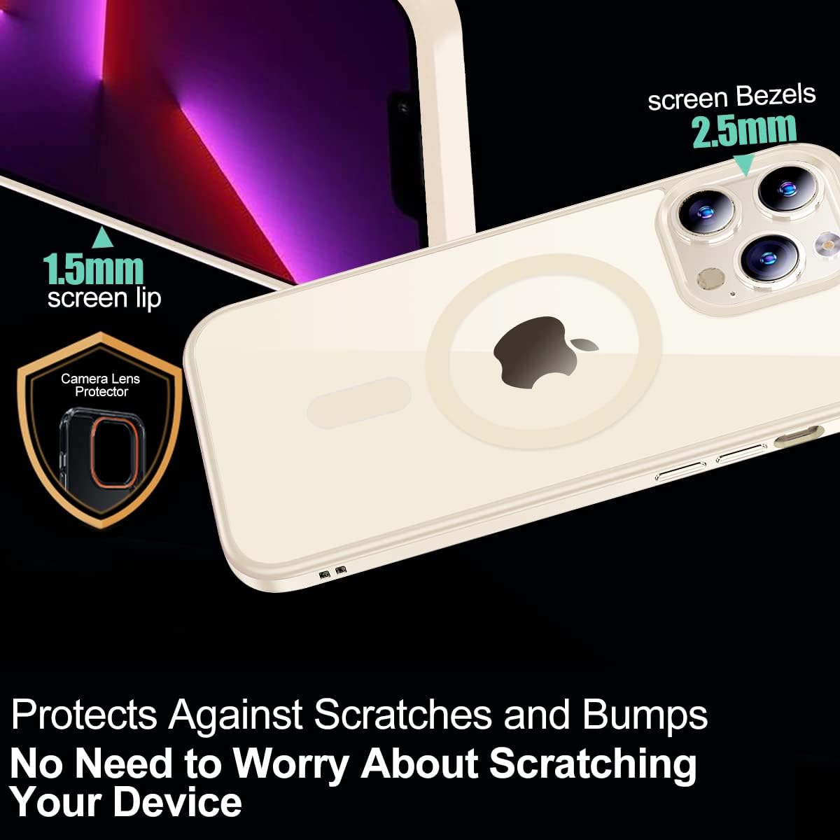 Funda magnética transparente para iPhone 13 Pro Max, compatible con MagSafe, protección de grado militar, parte trasera transparente, 2 protectores