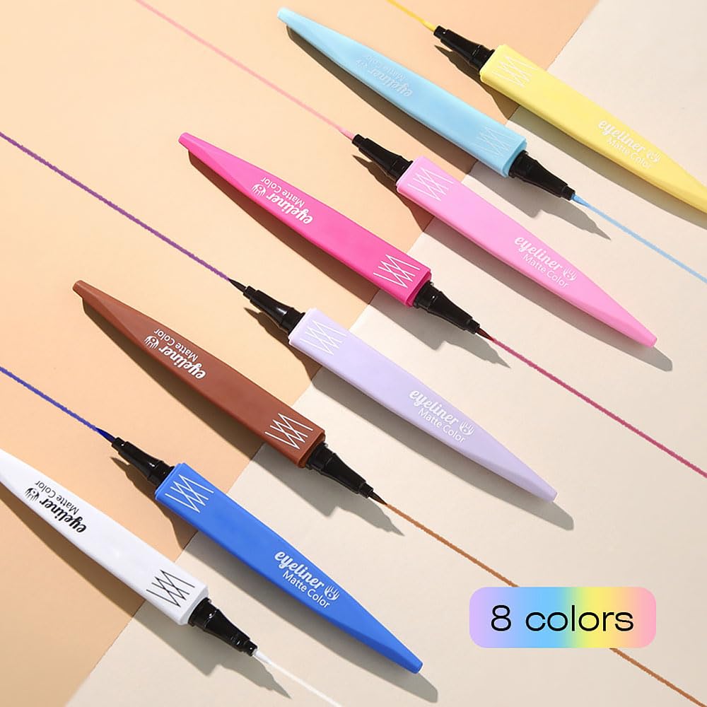 CAKAILA Lápiz delineador de ojos de gel líquido amarillo marrón, 2 unidades, de larga duración, impermeable, a prueba de manchas, delineador de ojos