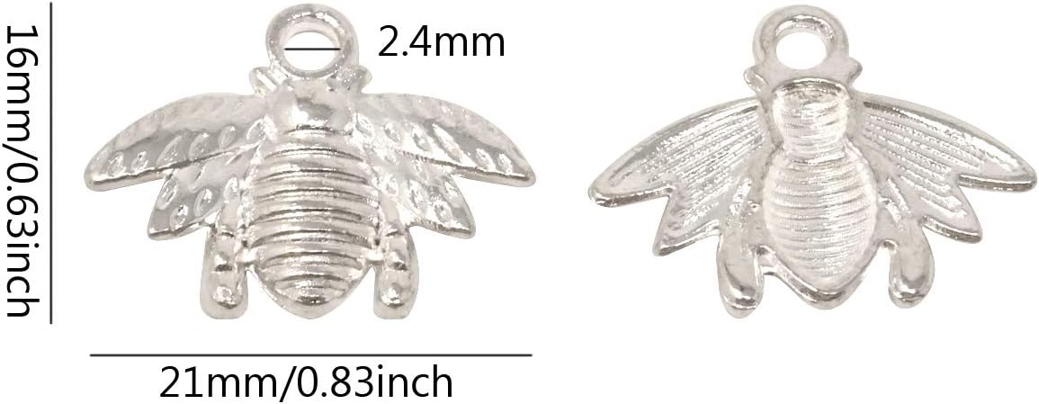 Honbay 50 colgantes de aleación de abeja de abeja, accesorio de fabricación de joyas para manualidades, 0.827 x 0.630 in