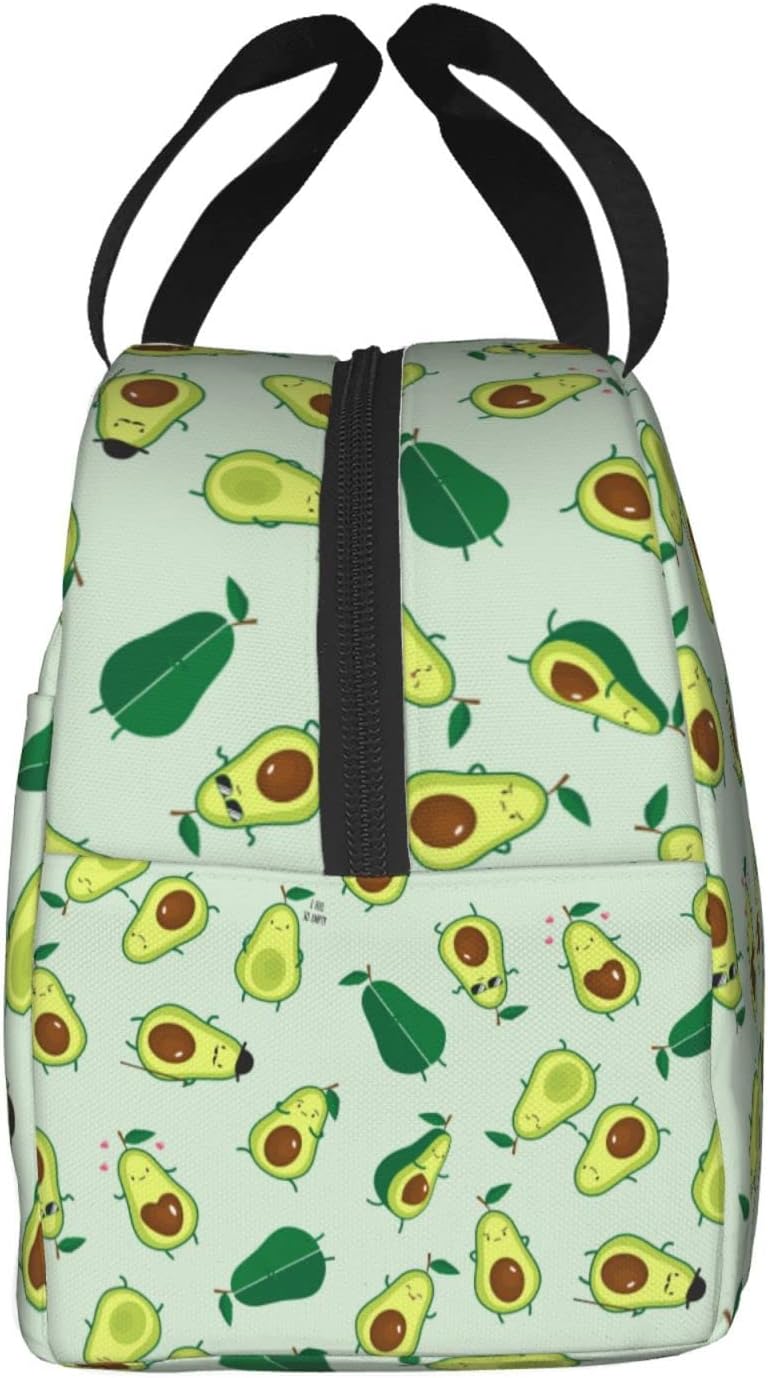 Linda bolsa de almuerzo de frutas divertidas con aguacate, lonchera aislada, reutilizable, impermeable, portátil, bolsa de almuerzo para mujeres,