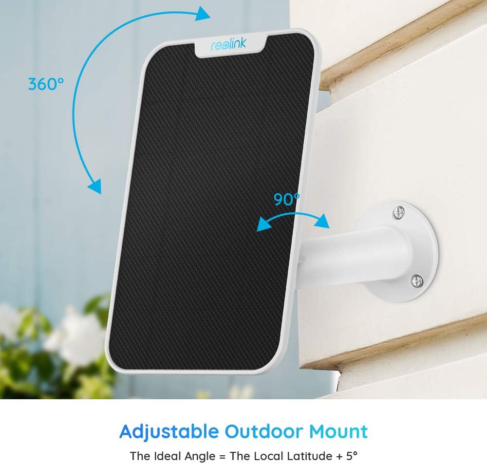 REOLINK Panel solar de 3 W diseñado para cámaras de seguridad inalámbricas para exteriores, cámaras alimentadas por energía solar, puerto tipo C de