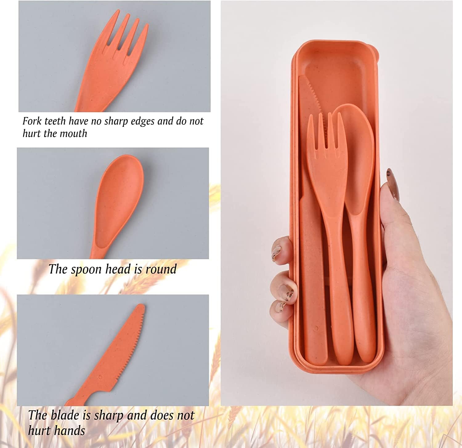 Utensilios de viaje con estuche, utensilios de campamento, 4 juegos de cucharas y tenedores de plástico, cubiertos de plástico, juego de utensilios