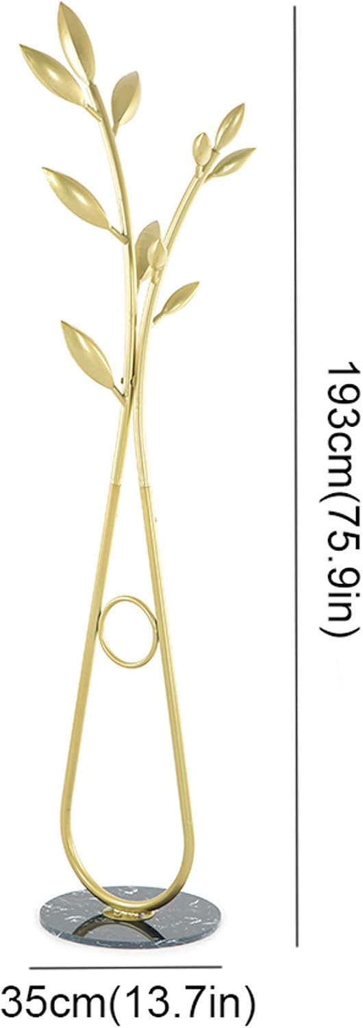 Coat Rack Leaf Standing Gold Iron Hanger Marble Base Floor Hanger Modern Nordic Home Bedroom Freestanding Hanger