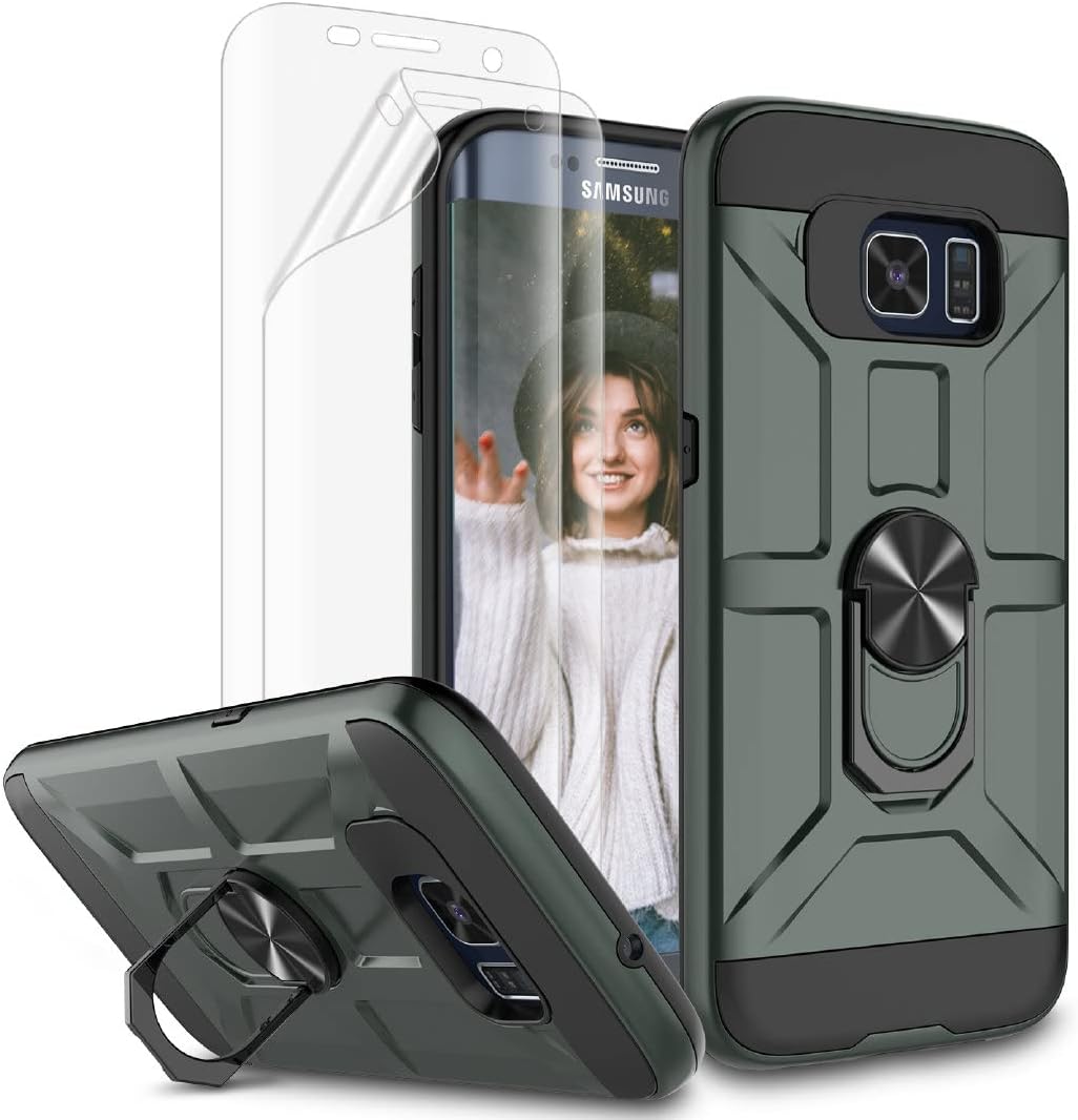 Jeylly Funda para Galaxy S6 Edge Plus, 3 colores, delgada, híbrida, resistente al impacto, TPU suave y policarbonato duro, a prueba de golpes,