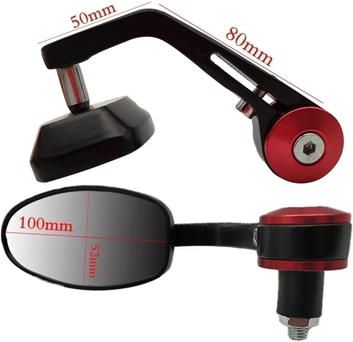 Espejo universal para motocicleta con mango de barra de 78 pulgadas para Kawasaki H2  H2R ZZRZX1400 S VeRsion ZX10R MODELO (color  rojo, tamaño