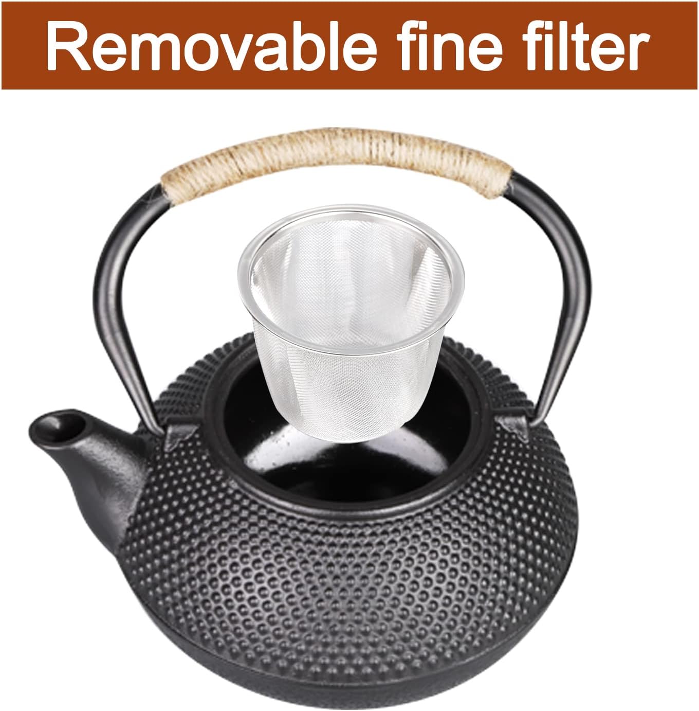 PARACITY Tetera de hierro fundido con tetsubina japonesa recubierta con infusor de acero inoxidable, hervidor de té para hervir té de agua caliente,