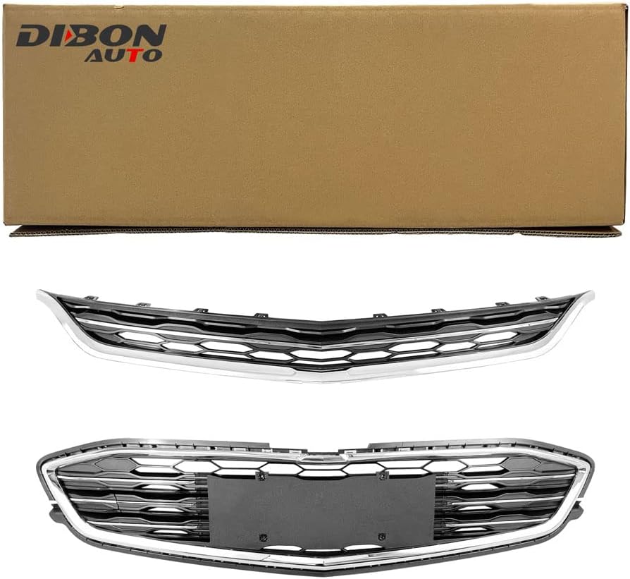 DIBON AUTO Rejilla superior inferior compatible para Chevy Malibu parachoques delantero rejilla de malla de panal 2016 2017 2018
