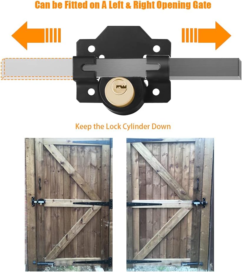 Cerradura de puerta de granero, 2.756in, cerradura de puerta de valla, pestillo de puerta de doble cara, cerradura de puerta para puerta Wodden,